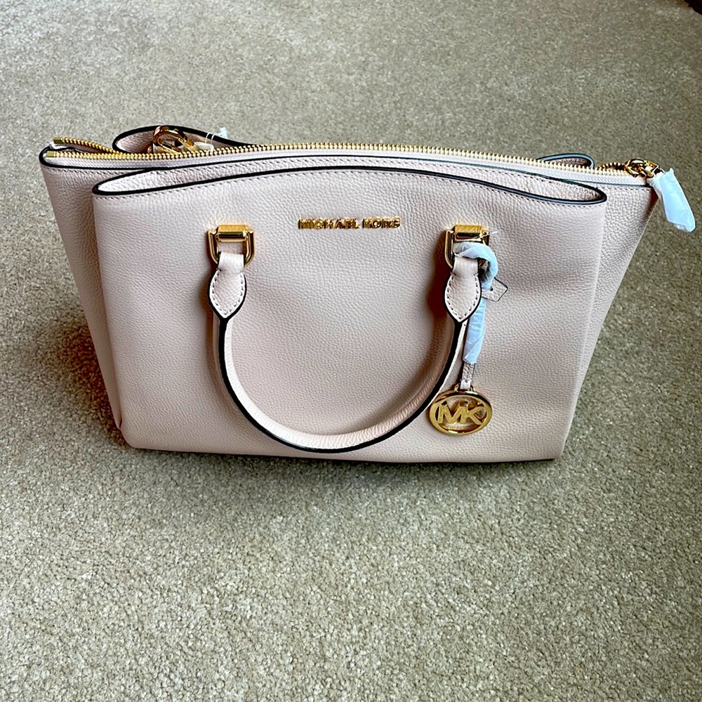 NWT MICHAEL KORS Maxine Medium Satchel Soft Pink Handbag Purse